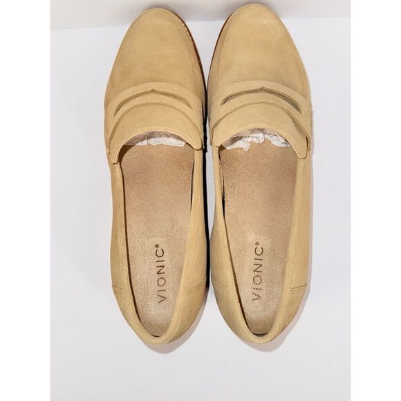 Vionic Cheryl Penny Loafer Tan Suede Lug Sole Comfort Chunky Classic 12W Wide - Picture 9 of 16